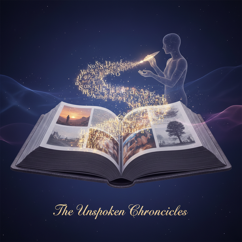 A creative image representing an author: no single role or genre, writing as observation and capturing what words sometimes cannot express. Abstract, poetic, inviting the texts to speak for themselves.