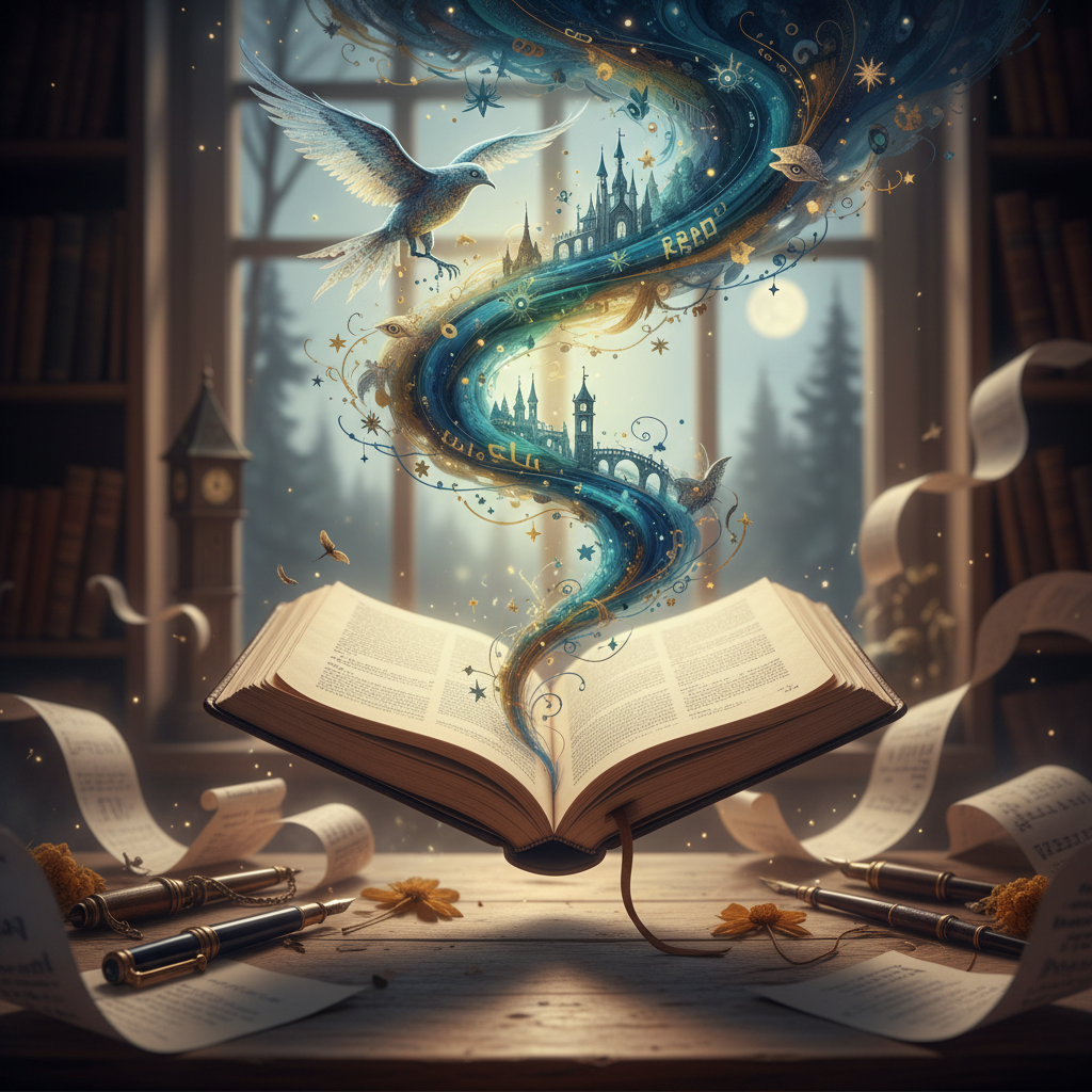 On this blog, I share my own texts, observations, and reflections – primarily short forms and stories. Artistic, creative theme, evocative of writing and imagination, without text in the image.